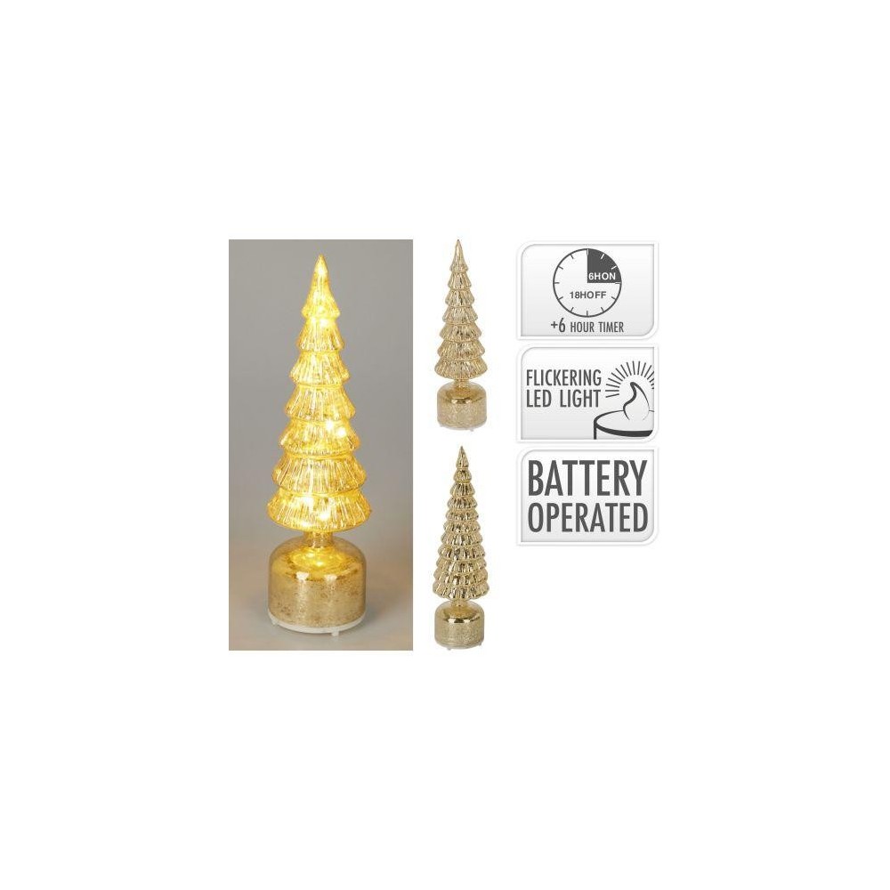 ALBERO VETRO ORO LED 36CM 2ASS